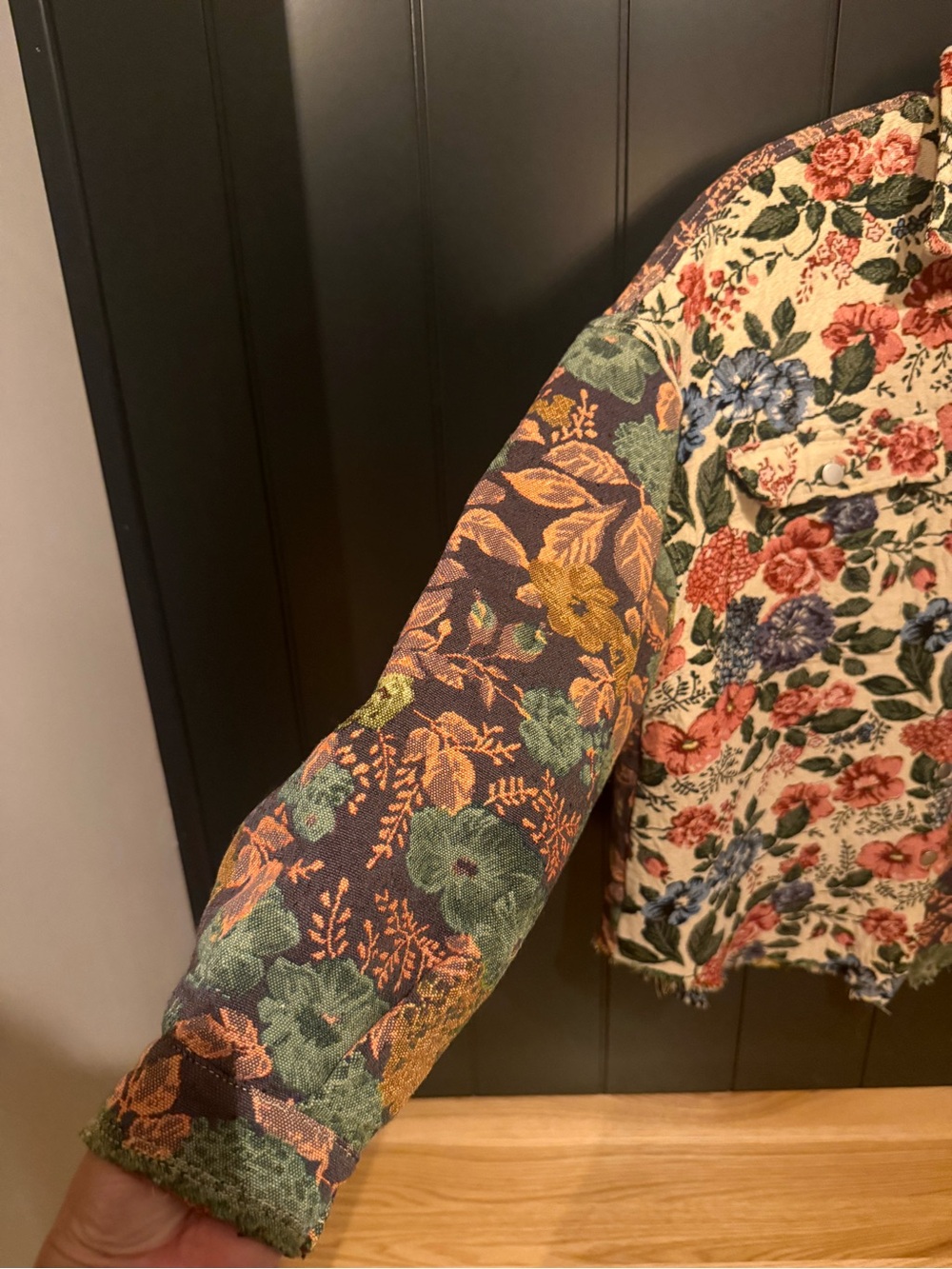 🌺 POL Womens My Vintage Romance Jacquard Floral Patchwork Jacket Shacket Size S - Picture 9 of 15